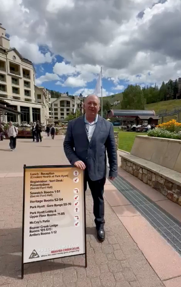Oroco President, Ian Graham, at the Precious Metals Summit entrance in Beaver Creek, CO
